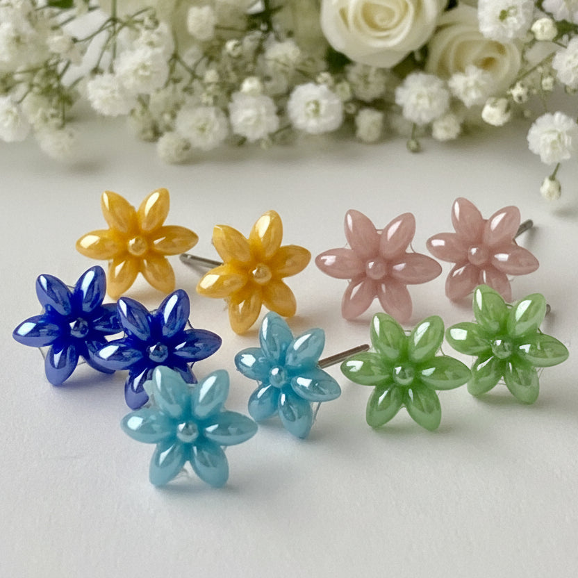Purple Flower Studs