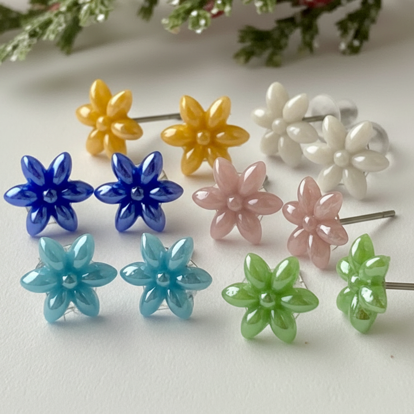 Red Flower Studs
