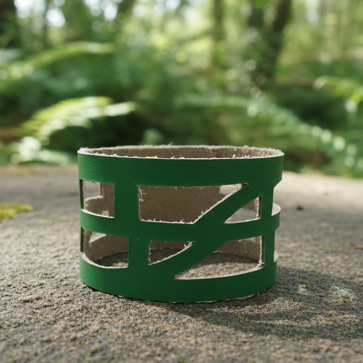 Green Leather "Self-Empowering" Wrist Band. Leather Cuff Bracelet.