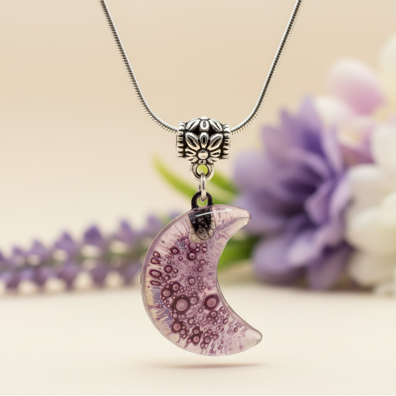 Purple Moon. Recycled Glass Pendant