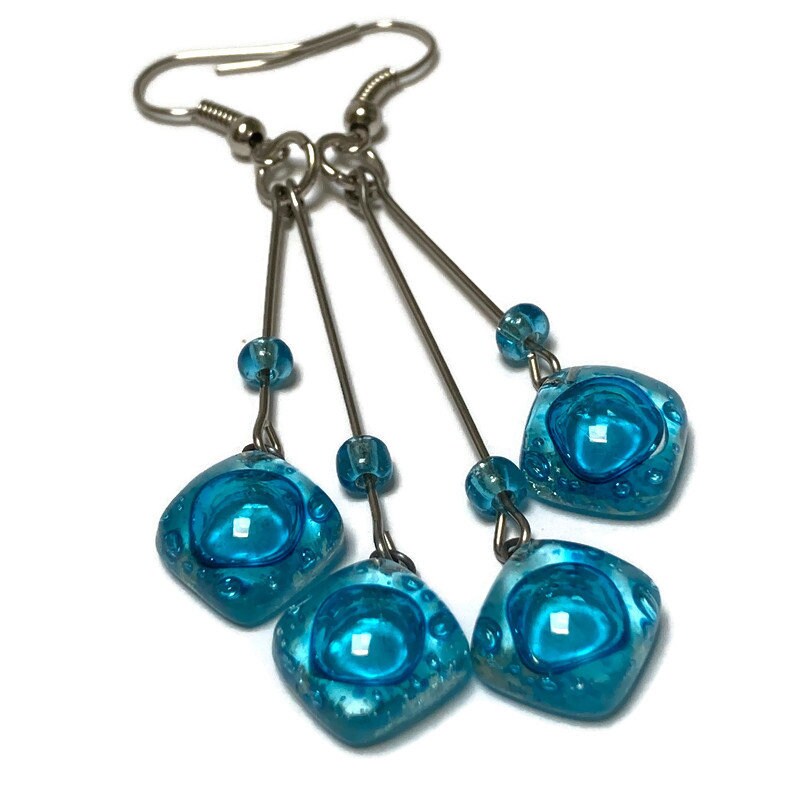 Long multiple bead Turquoise with awesome bubbles earrings