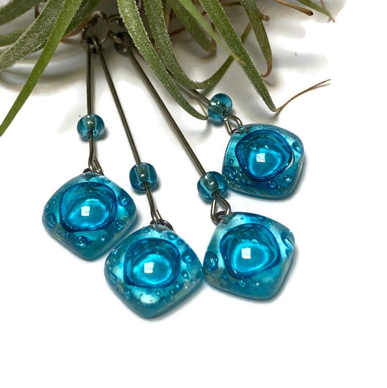 Long multiple bead Turquoise with awesome bubbles earrings
