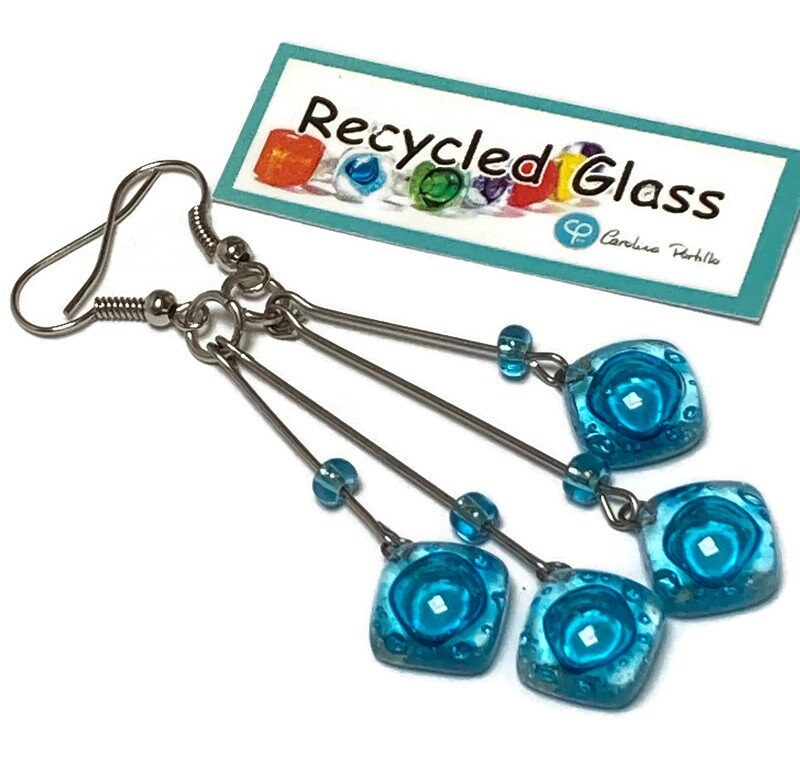 Long multiple bead Turquoise with awesome bubbles earrings