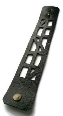 Black Leather bracelet. The Good vibes Leather Wrist Band. Reclaimed Leather cuff bracelet - Handmade Recycled Glass Jewelry