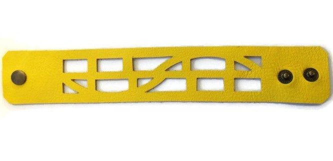 Leather wrist band. The Self Empowering and Optimistic Leather bracelet. Bracelet Leather Cuff. - Handmade Recycled Glass Jewelry