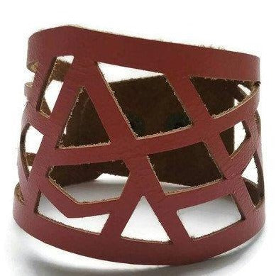 Barcelona Bracelet. Reclaimed Leather Cuff. Cuff Bracelet. Pink - Handmade Recycled Glass Jewelry