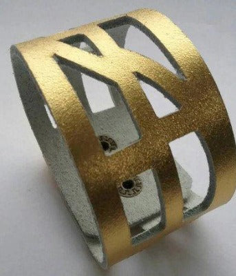 Golden The Good Luck, Self Empowering Bracelet. Gold Leather Cuff bracelet.