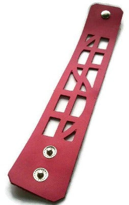 pink Reclaimed Leather wrist Band. The Self Empowering cuff Bracelet. Reurposed - Handmade Recycled Glass Jewelry