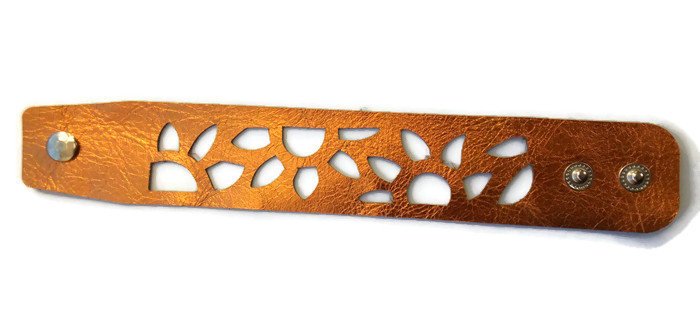 reclaimed Leather Cuff.... Sunflowers bracelet. Coloful Cuff!! - Handmade Recycled Glass Jewelry