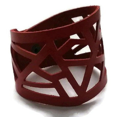 Barcelona Leather Cuff. Reclaimed Leather wrist band. Leather Bracelet - Handmade Recycled Glass Jewelry