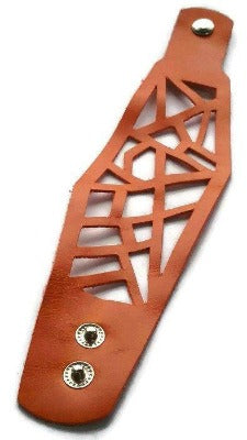 Leather Cuff. Orange Barcelona Leather cuff. Reclaimed Leather. Leather wrist band. - Handmade Recycled Glass Jewelry