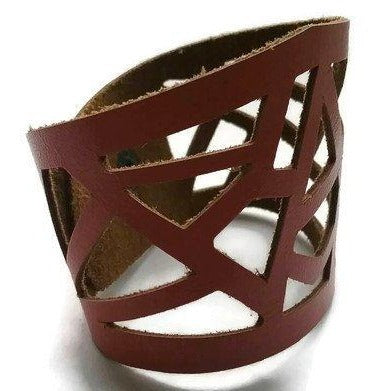 Barcelona Bracelet. Reclaimed Leather Cuff. Cuff Bracelet. Pink - Handmade Recycled Glass Jewelry