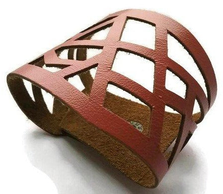 Barcelona Bracelet. Reclaimed Leather Cuff. Cuff Bracelet. Pink - Handmade Recycled Glass Jewelry