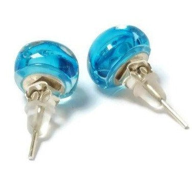 Post Earrings. Recycled glass Earrings. Turquoise Earrings Studs. Fused Glass Jewelry - Handmade Recycled Glass Jewelry