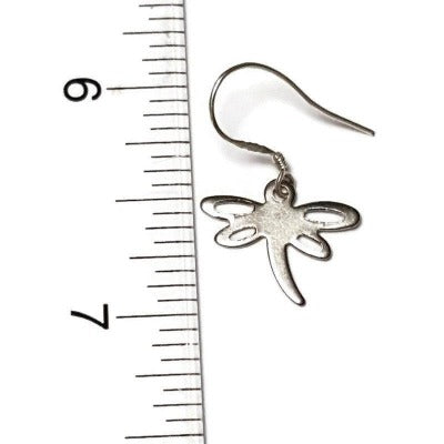 Small Dragonfly set. Dangle earrings and necklace. Recycled fused glass Blue bead. Unique handcrafted and ecofriendly. Dainty jewelry.