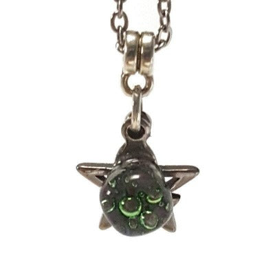 Long star earrings and pendant jewelry set. Purple and green Recycled fused glass bead necklace. Dainty celestial jewelry. Magical