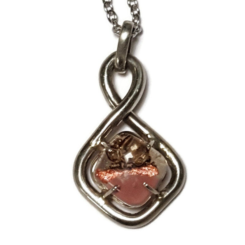 One of a kind Recycled Glass pink pendant . Handmade fused necklace. Dainty glass jewelry . Unique pieces