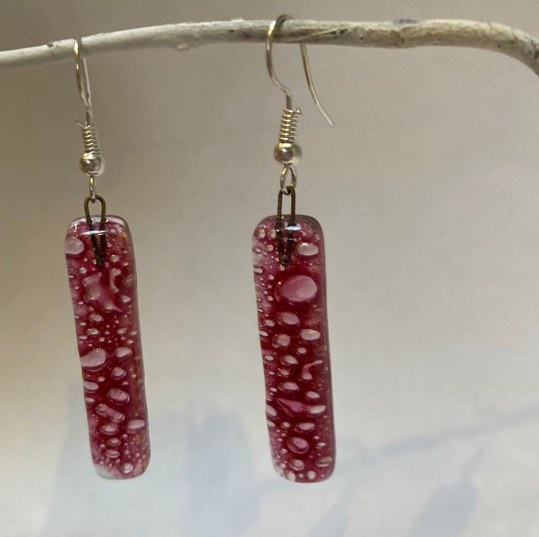 Cranberry long drop earrings