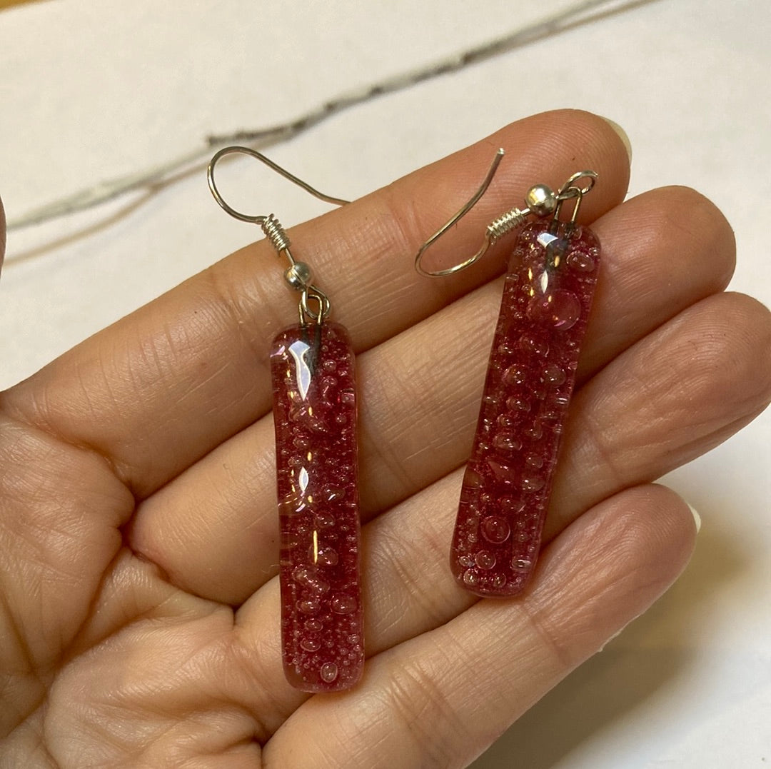 Cranberry long drop earrings