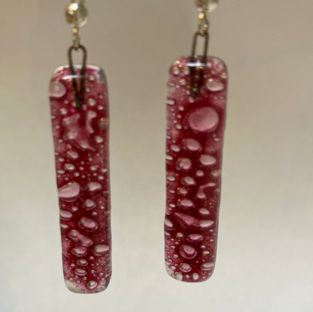 Cranberry long drop earrings