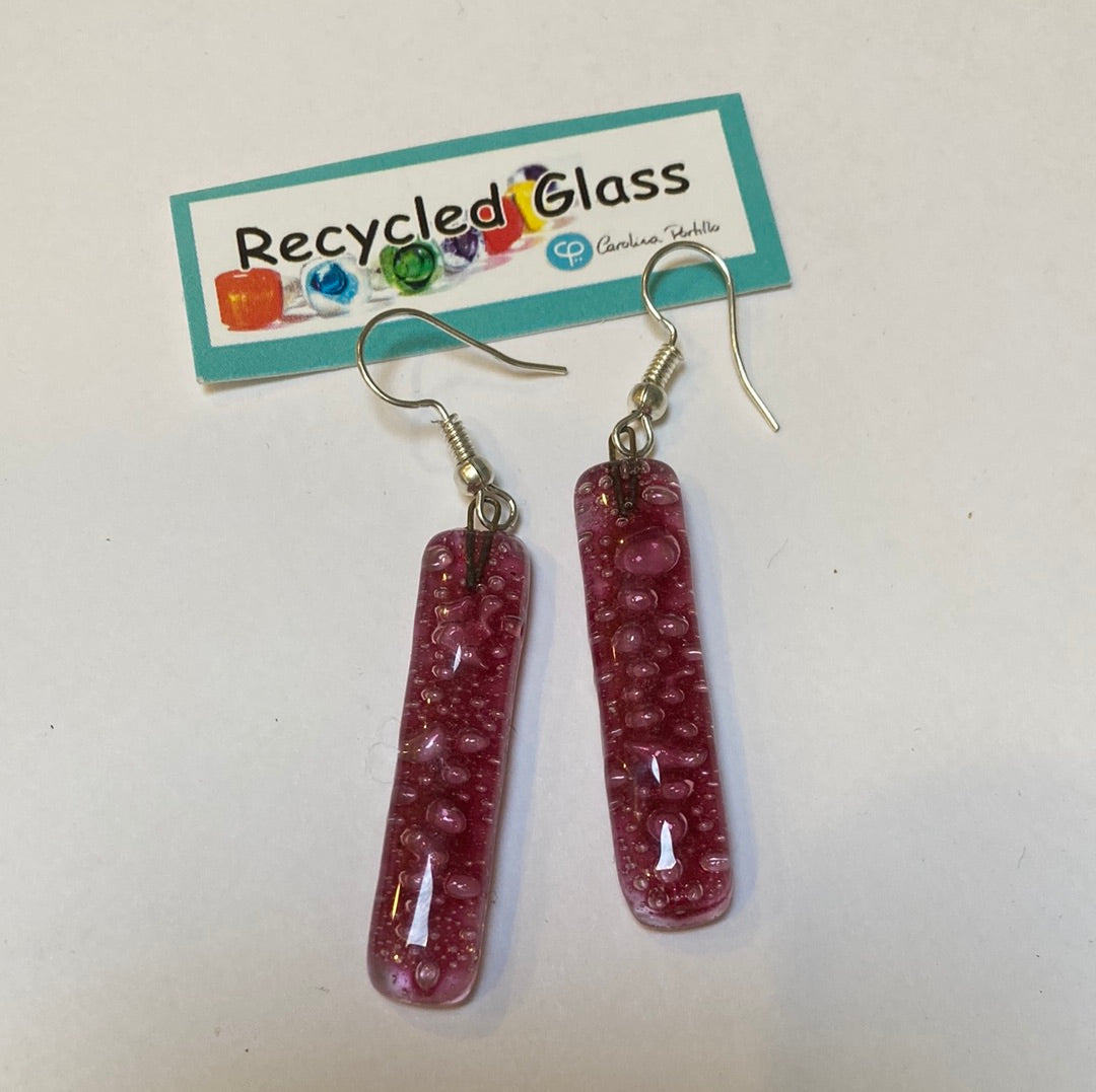 Cranberry long drop earrings