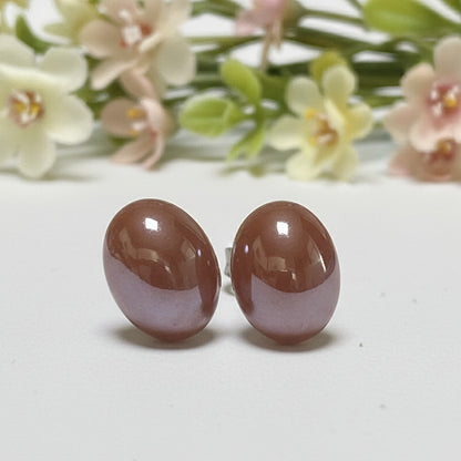 Terracotta Glass oval dots Studs
