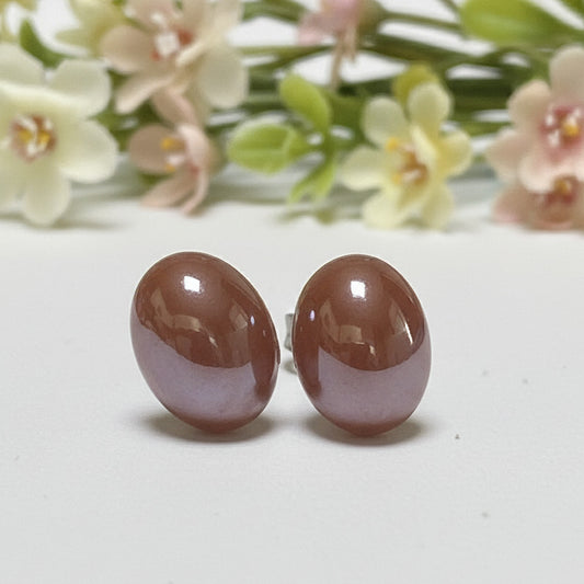 Terracotta Glass oval dots Studs