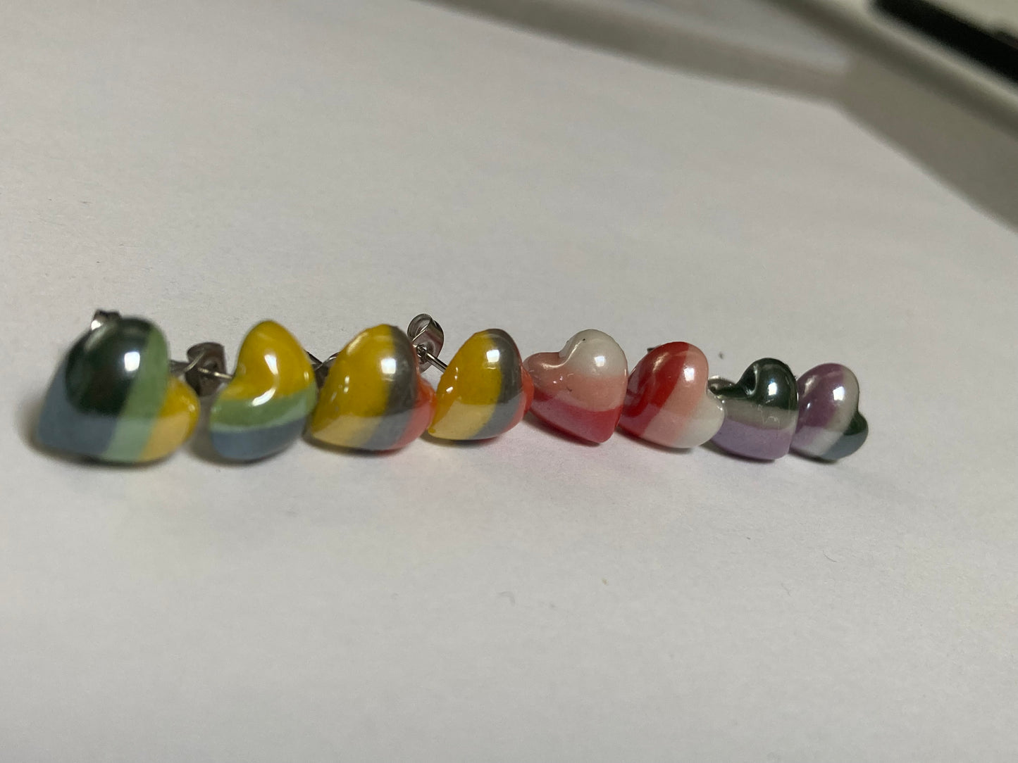 Green and Yellow Heart studs