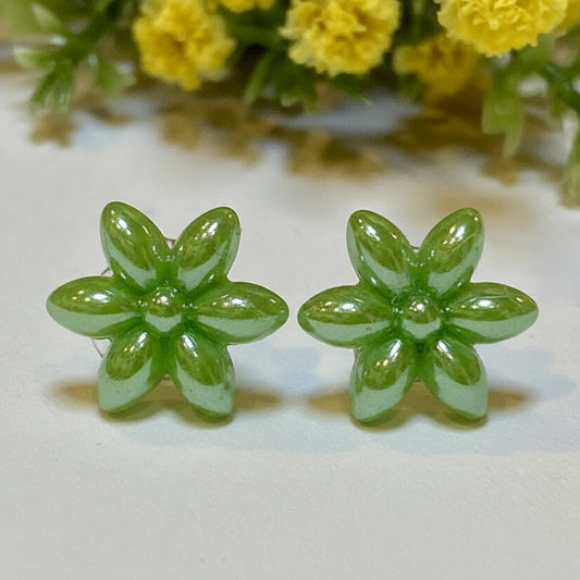 Green Flower Studs