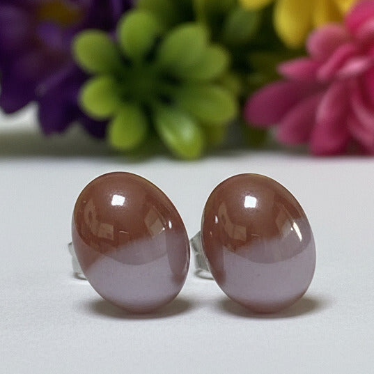 Terracotta Glass oval dots Studs