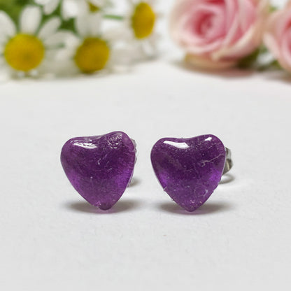 Purple Heart Stud Earrings
