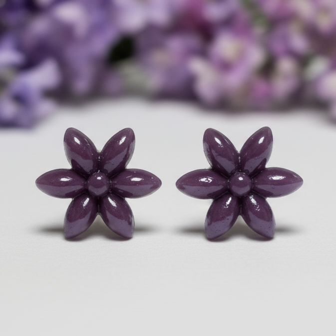 Purple Flower Studs