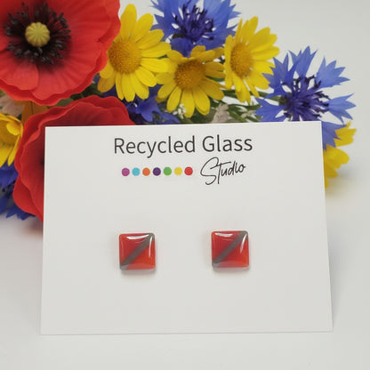 Red, Charcoal and Orange Square studs