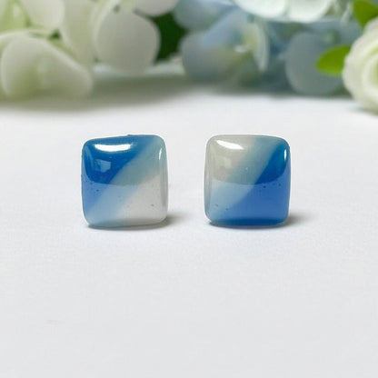 Blue Glass Square studs