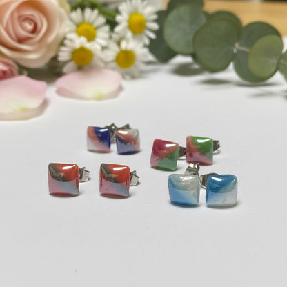 Blue Glass Square studs