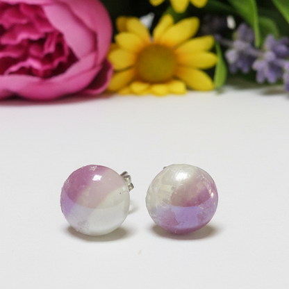 Lilac, pink and white Glass dots Studs