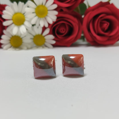 Red, Charcoal and Orange Square studs