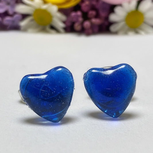 Blue Heart Stud Earrings