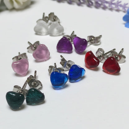Blue Heart Stud Earrings