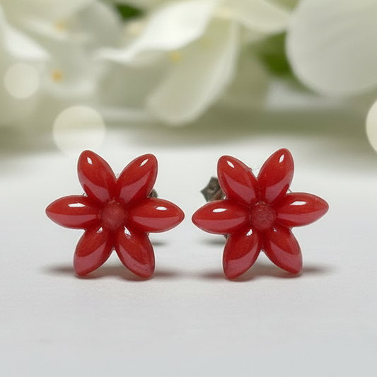 Red Flower Studs