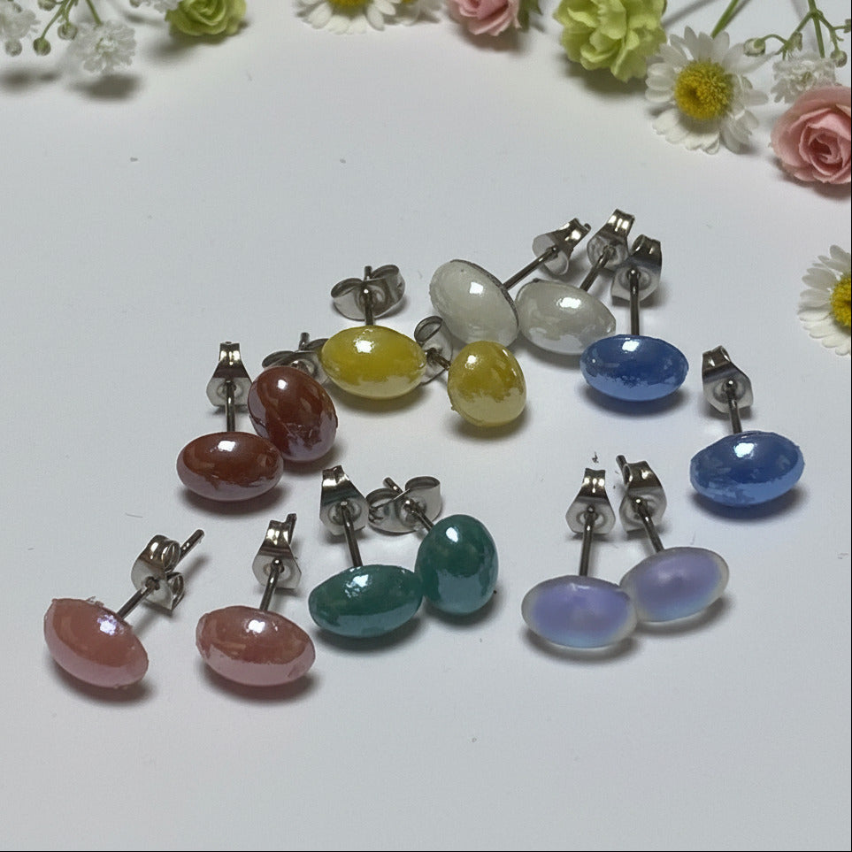 Blue oval dots Studs