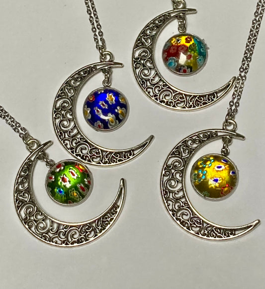Millefiore Moon Necklace