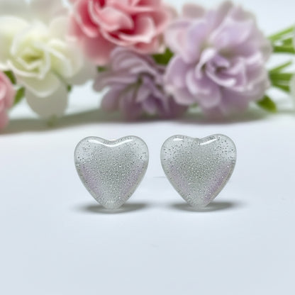White Heart Stud Earrings