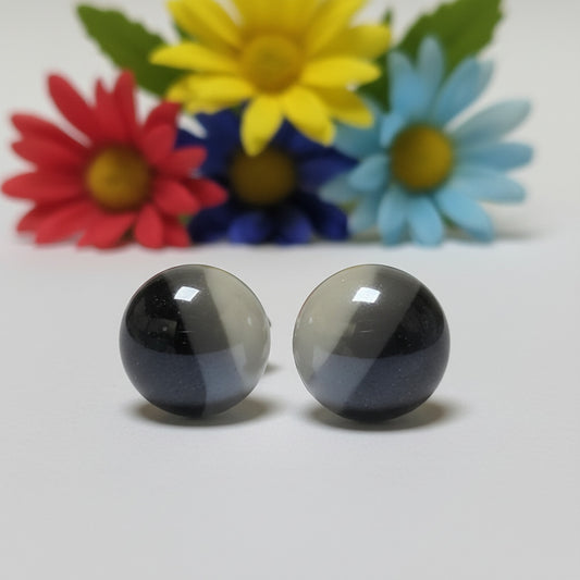 Black, white and Gray Glass dots Studs