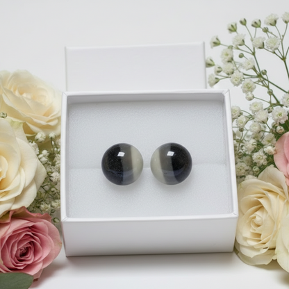 Black, white and Gray Glass dots Studs