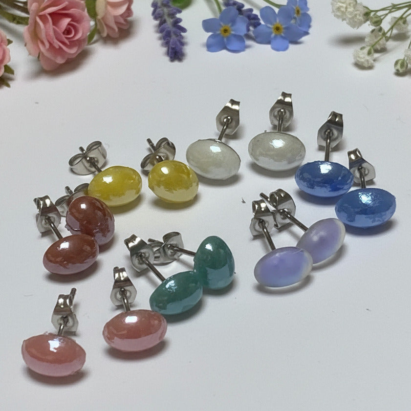 Blue oval dots Studs