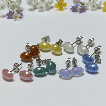 Blue oval dots Studs