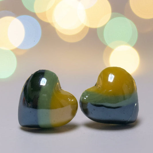 Green and Yellow Heart studs