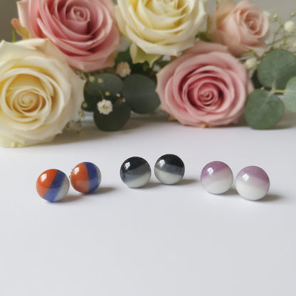 Black, white and Gray Glass dots Studs