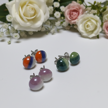 Black, white and Gray Glass dots Studs